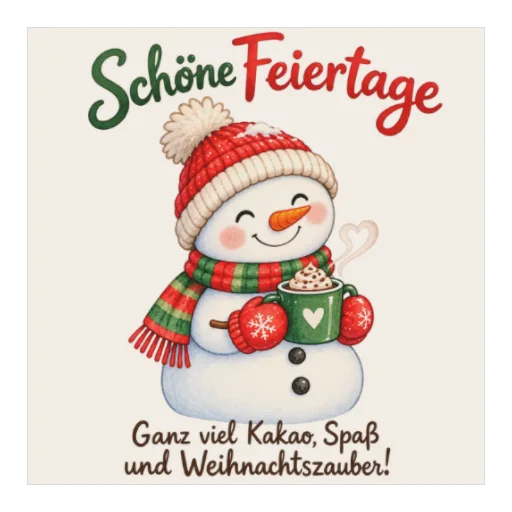 Schöne Feiertage | Schneemann mit Kakao