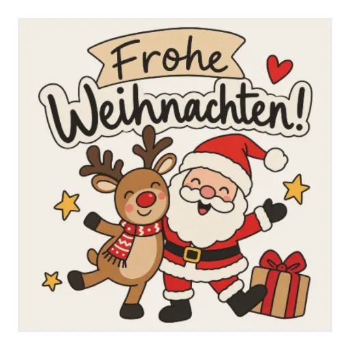 Frohe Weihnachten | Rentier und Weihnachtsmann