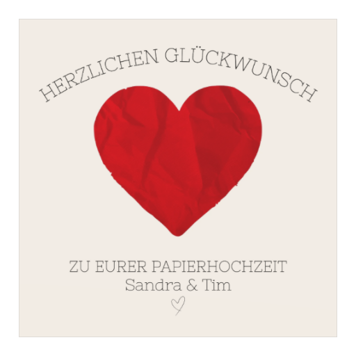Papierhochzeit | Rotes Papierherz