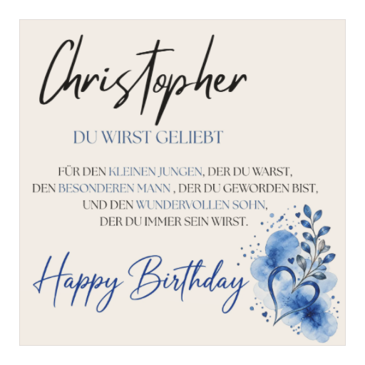 Du wirst geliebt | Sohn (Blau)