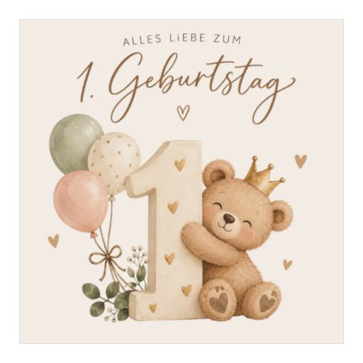Alles Liebe zum 1. Geburtstag | Teddy