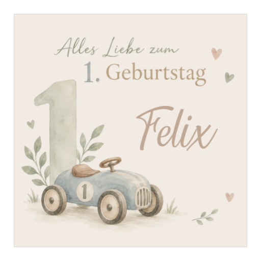 Alles Liebe zum 1. Geburtstag | Auto