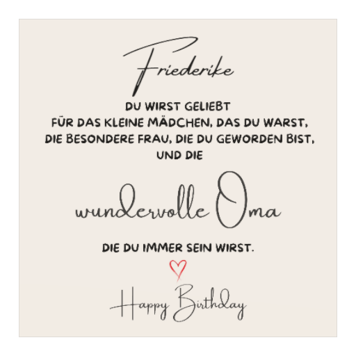 Du wirst geliebt | Oma