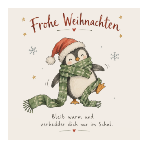 Frohe Weihnachten | Pinguin im Schal